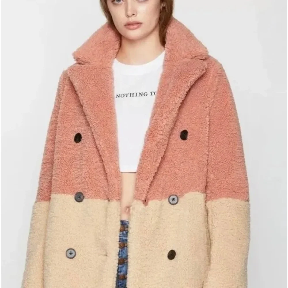 NEW BCBGeneration Color Block Teddy Faux Fur Coat - Picture 2 of 15